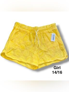 NWT Old Navy Yellow Terry Emoji Shorts Size 14/16